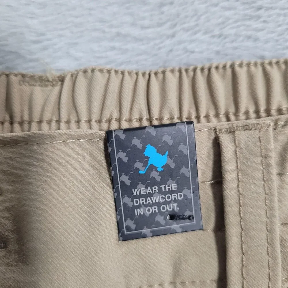 Birdie Bound Jogger Pants Mens Small Beige Golf Performance 4-Way Stretch Pocket